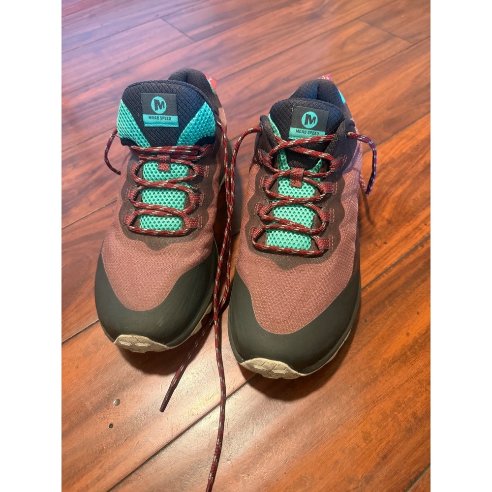 Merrell Moab Speed Womens Hiking Shoes Burgundy Turquoise Vibram J066858W 10W